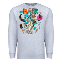 Heather Grey bullskull hairstlist Premium Sweatshirt - AdoDesignShop