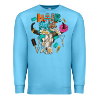 Ocean Blue bullskull hairstlist Premium Sweatshirt - AdoDesignShop