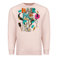 Pale Pink bullskull hairstlist Premium Sweatshirt - AdoDesignShop