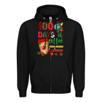 Black 100 days of coffee and chaos Zipper Hoodie - texasbilliewilder
