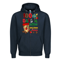 Navy 100 days of coffee and chaos Zipper Hoodie - texasbilliewilder
