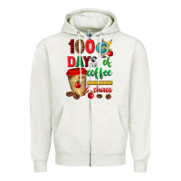 Oatmeal Heather 100 days of coffee and chaos Zipper Hoodie - texasbilliewilder