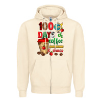 Sandshell 100 days of coffee and chaos Zipper Hoodie - texasbilliewilder
