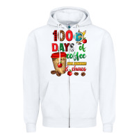 White 100 days of coffee and chaos Zipper Hoodie - texasbilliewilder