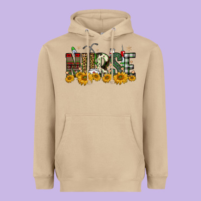 Christmas Nurse Sunflower Heavyweight Hoodie Designed By Fadigitalartstudio