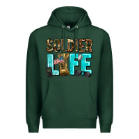 Sports Green soldier  life Premium Hoodie - AdoDesignShop