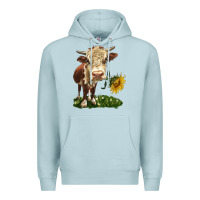 Blue Mist hereford heifer with sunflower Premium Hoodie - LillyAllenDesigns