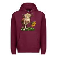 Burgundy hereford heifer with sunflower Premium Hoodie - LillyAllenDesigns