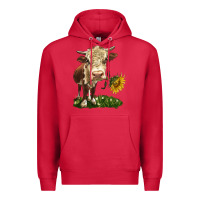 Cardinal hereford heifer with sunflower Premium Hoodie - LillyAllenDesigns