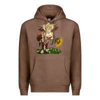 Chestnut hereford heifer with sunflower Premium Hoodie - LillyAllenDesigns