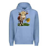 Colony Blue hereford heifer with sunflower Premium Hoodie - LillyAllenDesigns