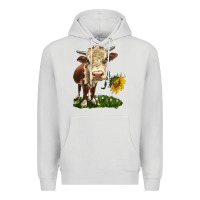 Dove Grey hereford heifer with sunflower Premium Hoodie - LillyAllenDesigns