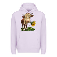 Lilac hereford heifer with sunflower Premium Hoodie - LillyAllenDesigns