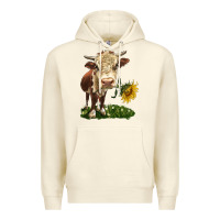 Sandshell hereford heifer with sunflower Premium Hoodie - LillyAllenDesigns