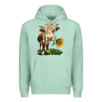 Seafoam hereford heifer with sunflower Premium Hoodie - LillyAllenDesigns