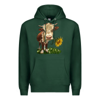 Sports Green hereford heifer with sunflower Premium Hoodie - LillyAllenDesigns