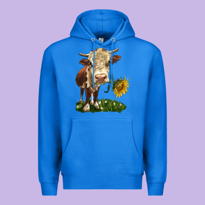 Hereford Heifer With Sunflower Premium Hoodie Designed By Lillyallendesigns