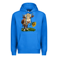 True Royal hereford heifer with sunflower Premium Hoodie - LillyAllenDesigns