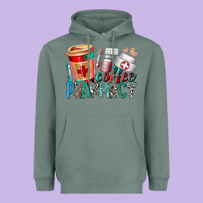 Coffee Pharmacy Heavyweight Hoodie Designed By Racoondesign