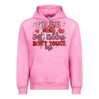 Fuchsia Pink free hugs just kidding don't touch me Urban Hoodie - MaliasSmallBusiness