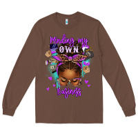 Chestnut minding my own business afro messy bun Long Sleeve Tee - texasbilliewilder