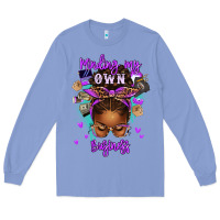 Colony Blue minding my own business afro messy bun Long Sleeve Tee - texasbilliewilder
