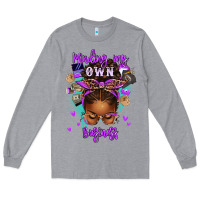 Heather Grey minding my own business afro messy bun Long Sleeve Tee - texasbilliewilder