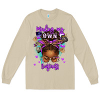 Mushroom minding my own business afro messy bun Long Sleeve Tee - texasbilliewilder