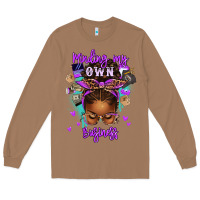 Toasted Coconut minding my own business afro messy bun Long Sleeve Tee - texasbilliewilder