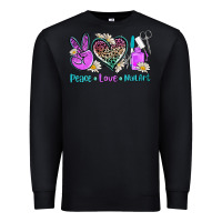 Black peace love nail art Premium Sweatshirt - AdoDesignShop