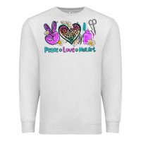 Oatmeal Heather peace love nail art Premium Sweatshirt - AdoDesignShop