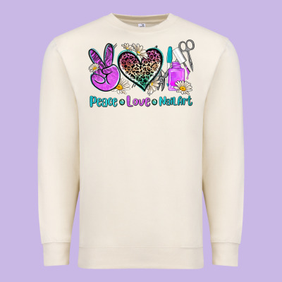 Peace Love Nail Art Premium Sweatshirt Designed By Adodesignshop