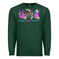 Sports Green peace love nail art Premium Sweatshirt - AdoDesignShop
