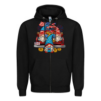 Black 4th of july gnomes farm truck Zipper Hoodie - Zillion Design Studio