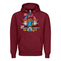 Burgundy 4th of july gnomes farm truck Zipper Hoodie - Zillion Design Studio