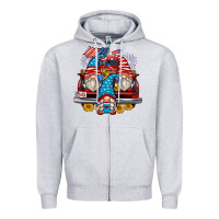 Heather Grey 4th of july gnomes farm truck Zipper Hoodie - Zillion Design Studio