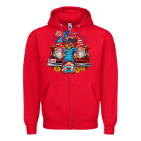 Red 4th of july gnomes farm truck Zipper Hoodie - Zillion Design Studio
