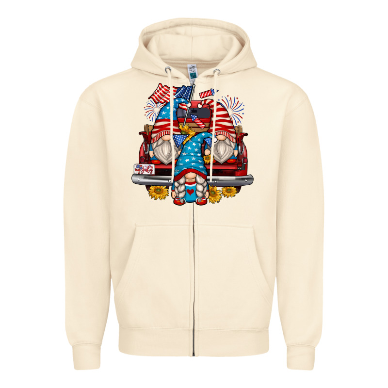 4th Of July Gnomes Farm Truck Zipper Hoodie by Zillion Design Studio | Teevron