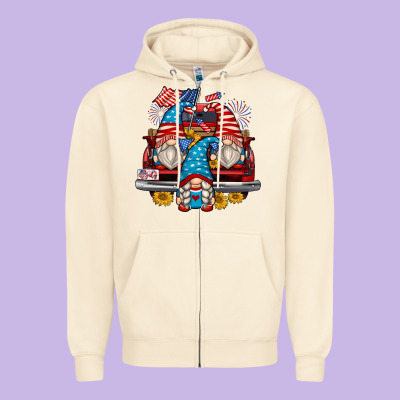 4th Of July Gnomes Farm Truck Zipper Hoodie Designed By Zillion Design Studio