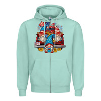 Seafoam 4th of july gnomes farm truck Zipper Hoodie - Zillion Design Studio