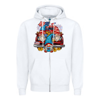 White 4th of july gnomes farm truck Zipper Hoodie - Zillion Design Studio