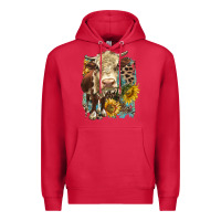Cardinal Hereford heifer with sunflower and leopard Premium Hoodie - LillyAllenDesigns
