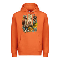 Carrot Hereford heifer with sunflower and leopard Premium Hoodie - LillyAllenDesigns