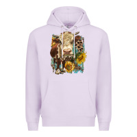 Lilac Hereford heifer with sunflower and leopard Premium Hoodie - LillyAllenDesigns