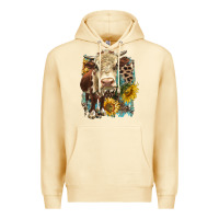 Pina Colada Hereford heifer with sunflower and leopard Premium Hoodie - LillyAllenDesigns
