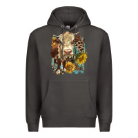 Smoke Hereford heifer with sunflower and leopard Premium Hoodie - LillyAllenDesigns