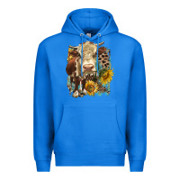 True Royal Hereford heifer with sunflower and leopard Premium Hoodie - LillyAllenDesigns