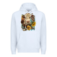 White Hereford heifer with sunflower and leopard Premium Hoodie - LillyAllenDesigns