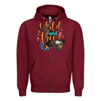 Burgundy wild and free Zipper Hoodie - Zillion Design Studio