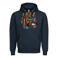 Navy wild and free Zipper Hoodie - Zillion Design Studio